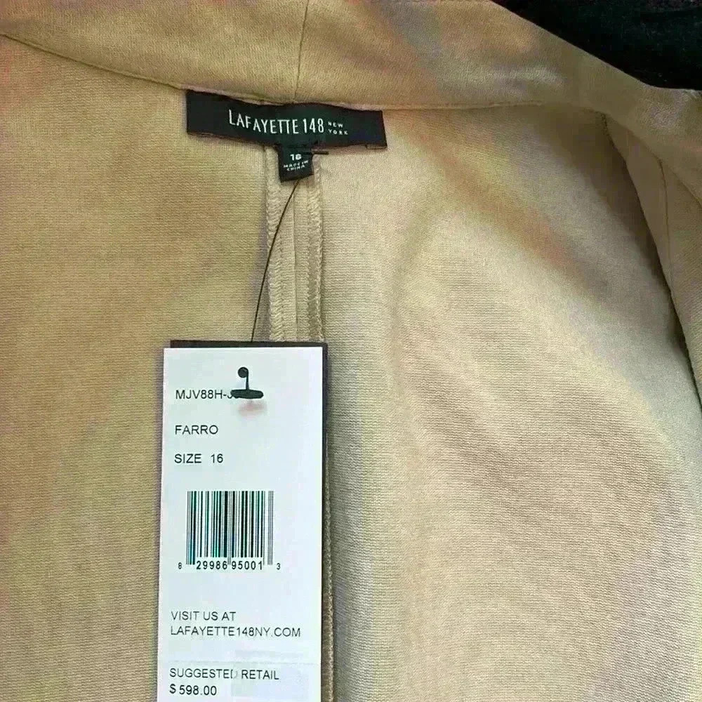 Lafayette 148 leather trim blazer NWT size 16 - Picture 6 of 7